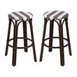 Home Square Rattan Backless Bar Stool in Coffee & White - Set of 2