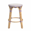 Home Square Rattan Round Backless Counter Stool in White and Purple - Set of 2