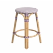 Home Square Rattan Round Backless Counter Stool in White and Purple - Set of 2