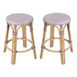 Home Square Rattan Round Backless Counter Stool in White and Purple - Set of 2