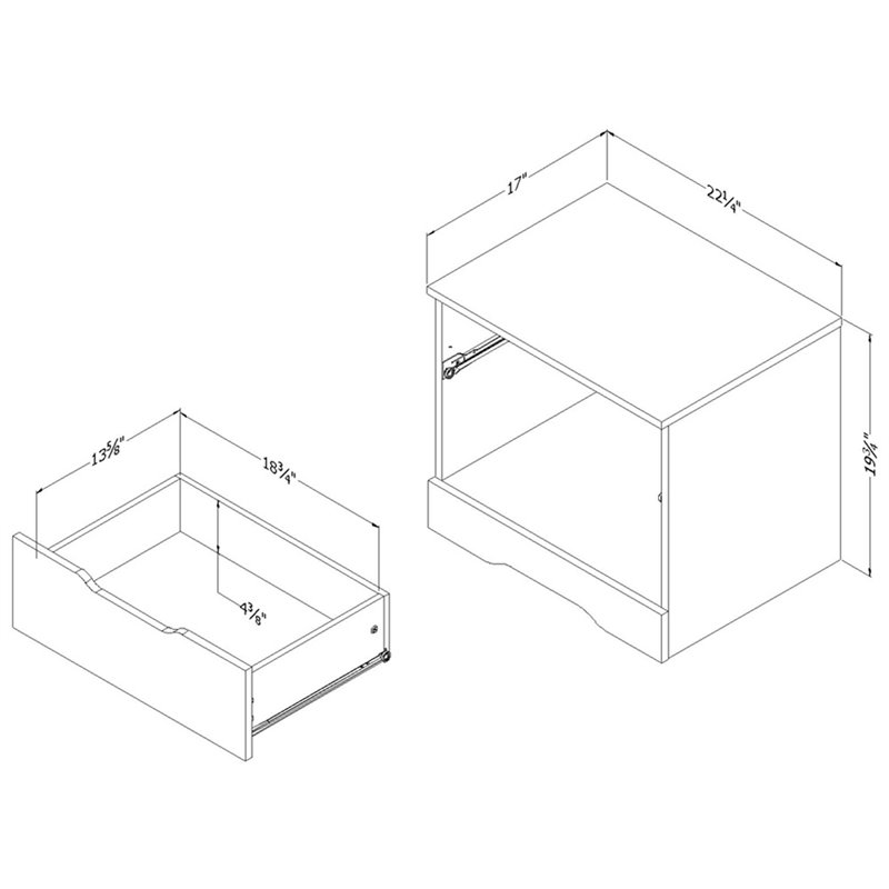 Home Square 2-Piece Set with 1 Drawer Nightstand & 5 Drawer Chest in Black Oak