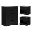 Home Square 3-Piece Set with 2 Nightstands and 5 Drawer Chest in Black Oak
