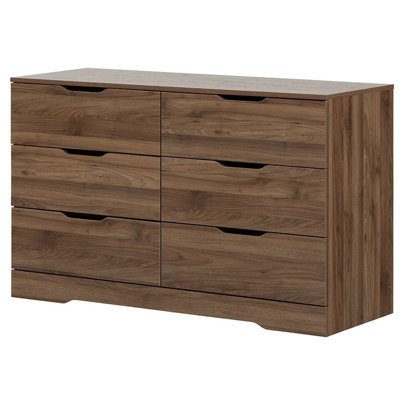 Home Square 2-Piece Set with 1 Drawer Nightstand & Dresser in Natural Walnut