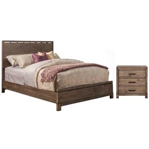 Home Square 2-Piece Set with Queen Wood Panel Bed & 2 Drawer Nightstand