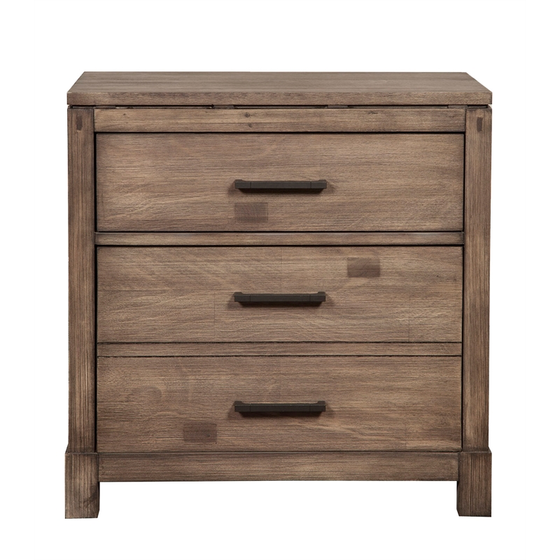 Home Square 2 Drawer Wood Nightstand in Weathered Gray - Set of 2