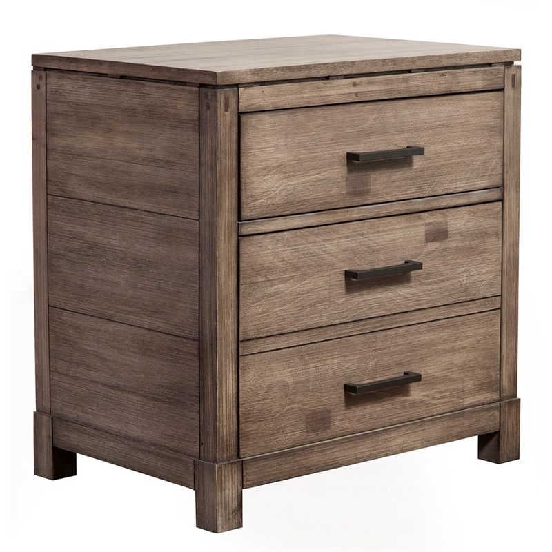 Home Square 2 Drawer Wood Nightstand in Weathered Gray - Set of 2