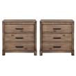 Home Square 2 Drawer Wood Nightstand in Weathered Gray - Set of 2