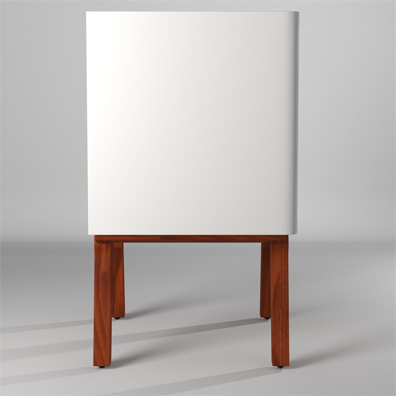 Home Square Two Drawer Wood Nightstand in White Finish - Set of 2