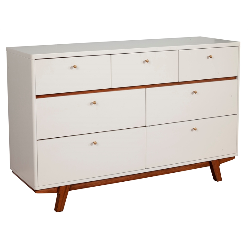 Home Square 3-Piece Set with 2 Nightstands & 7 Drawer Dresser in White