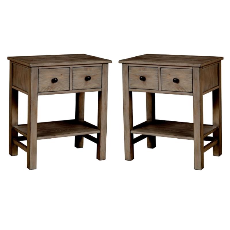 Home Square Wood 2 Drawer Nightstand in Natural Gray - Set of 2
