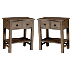 Home Square Wood 2 Drawer Nightstand in Natural Gray - Set of 2