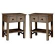 Home Square Wood 2 Drawer Nightstand in Natural Gray - Set of 2