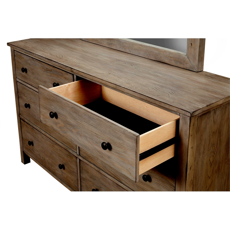 Home Square 3-Piece Set with 2 Nightstands & 6 Drawer Dresser in Natural Gray