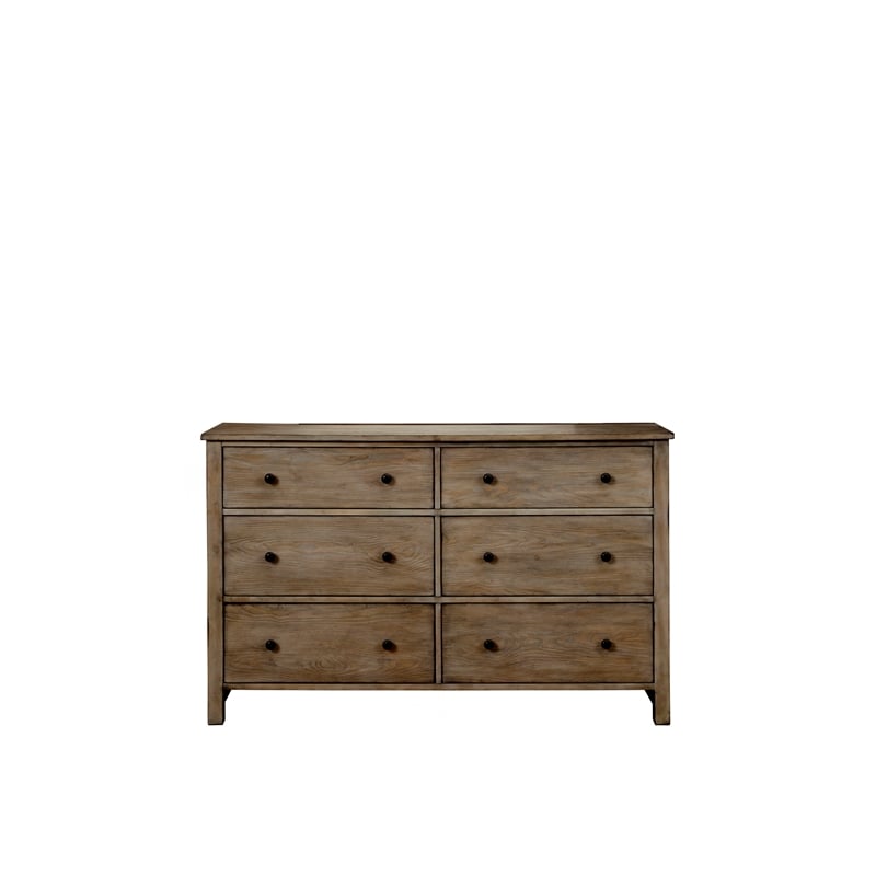 Home Square 3-Piece Set with 2 Nightstands & 6 Drawer Dresser in Natural Gray