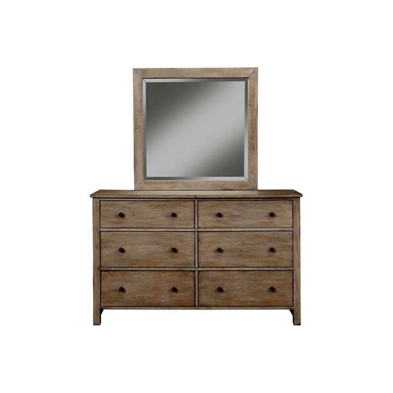 Home Square 3-Piece Set with 2 Nightstands & 6 Drawer Dresser in Natural Gray