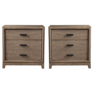 home square 2 drawer wood nightstand in antique gray - set of 2
