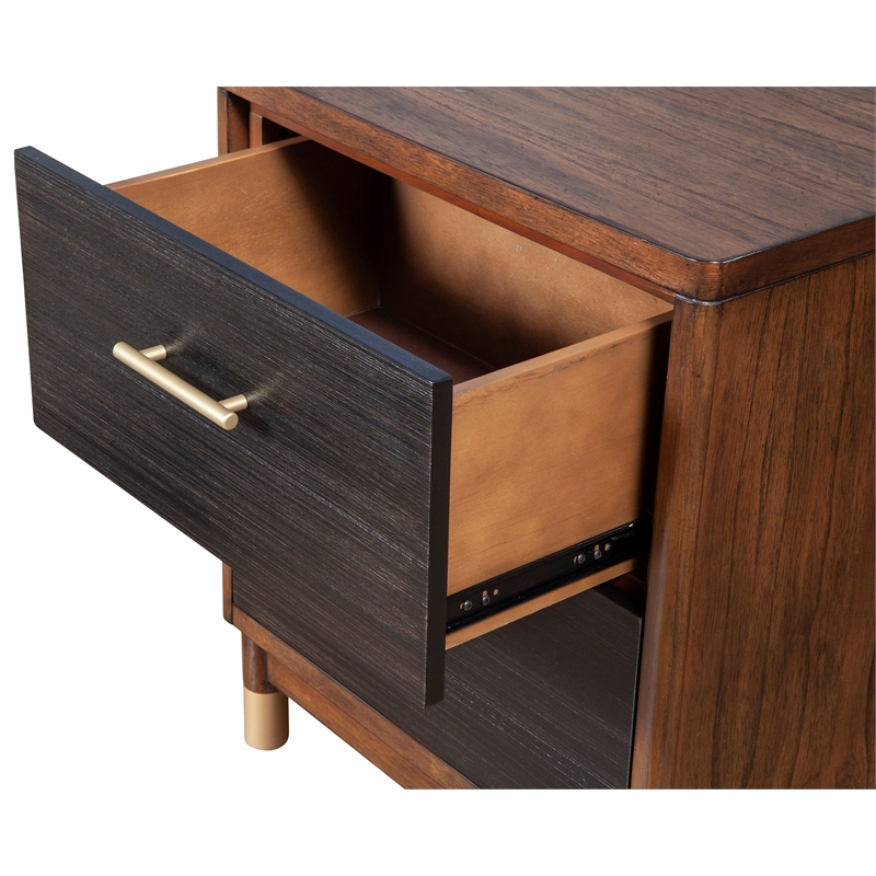 Home Square 2 Drawer Wood Nightstand in Dark Walnut - Set of 2