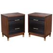 Home Square 2 Drawer Wood Nightstand in Dark Walnut - Set of 2