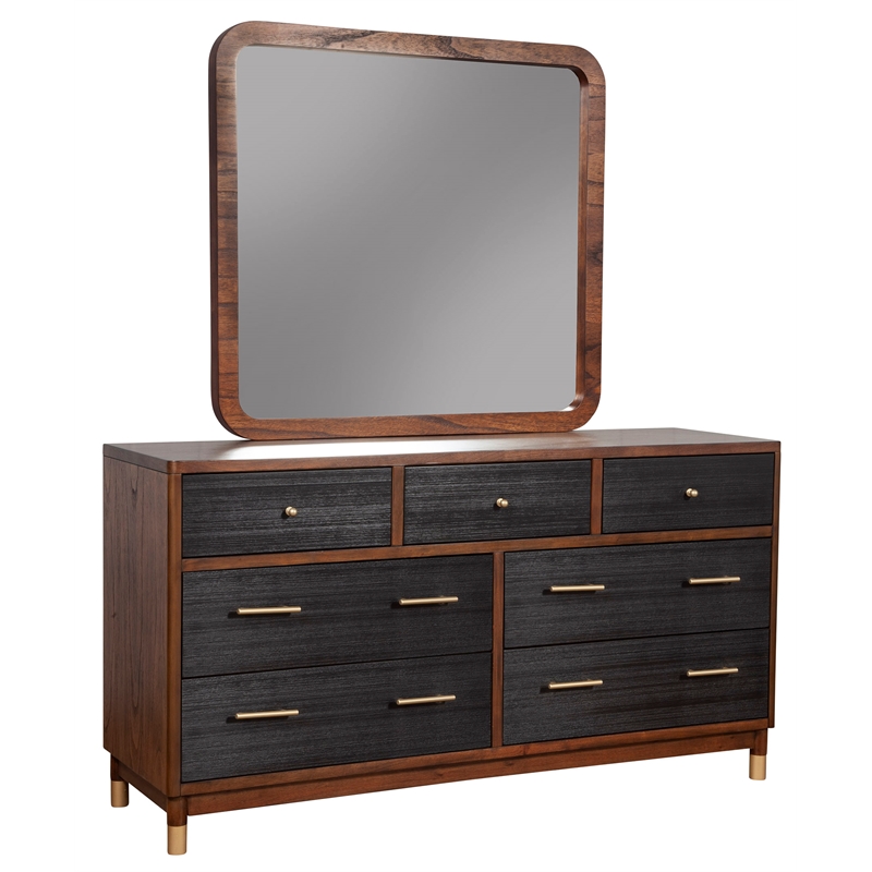 Home Square 3-Piece Set with 7 Drawer Dresser & 2 Nightstands in Dark Walnut