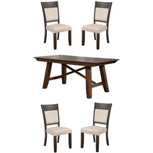 Home Square 5-Piece Set with Dining Table and 4 Dining Side Chairs in Espresso