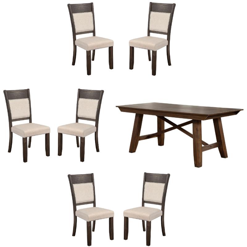 Home Square 7-Piece Set with Dining Table and 6 Dining Side Chairs in Espresso