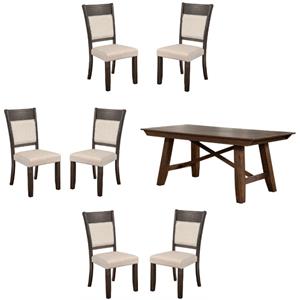 Home Square 7-Piece Set with Dining Table and 6 Dining Side Chairs in Espresso