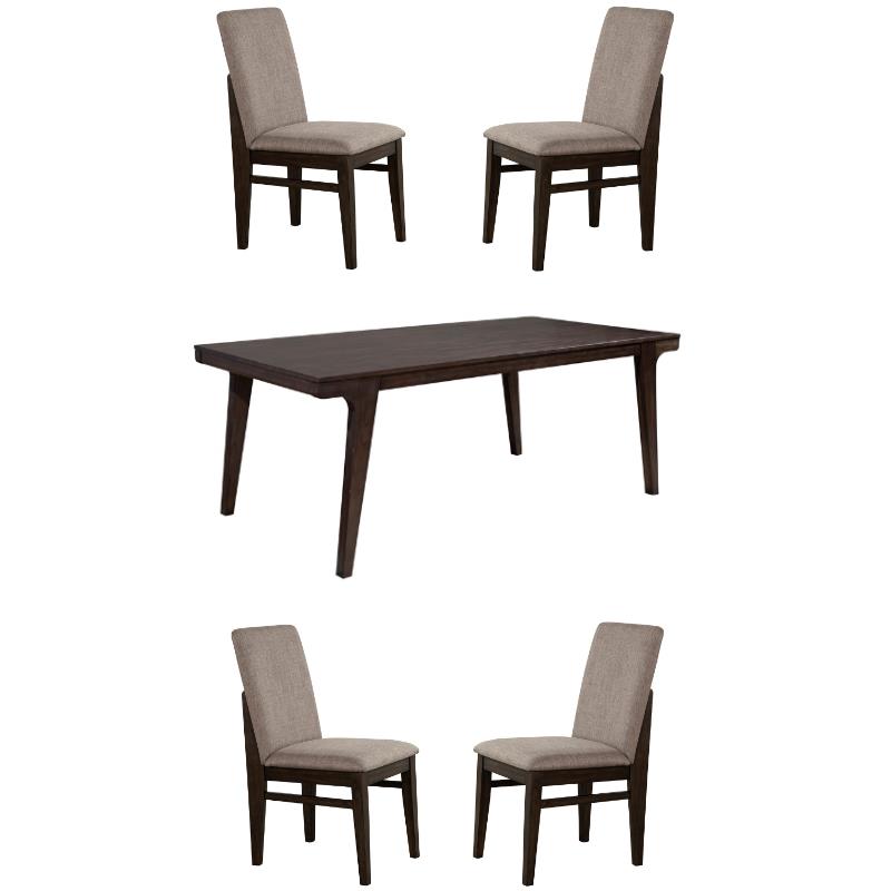 Home Square 5-Piece Set with Dining Table and 4 Dining Chairs in Chocolate Brown