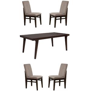 Home Square 5-Piece Set with Dining Table and 4 Dining Chairs in Chocolate Brown
