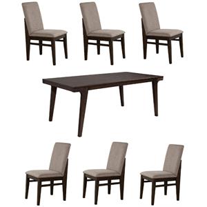Home Square 7-Piece Set with Dining Table and 6 Dining Chairs in Chocolate Brown