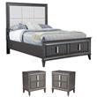 Home Square 3-Piece Set with Queen Platform Bed & 2 Nightstands in Dark Gray