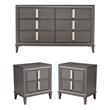 Home Square 3-Piece Set with 6 Drawer Dresser & 2 Nightstands in Dark Gray
