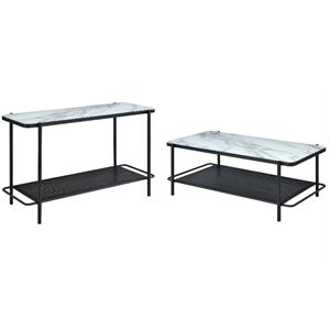 home square 2-piece set with sofa table & coffee table in black and white