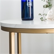 Home Square Modern Round White Faux-Marble End Table with Gold Base - Set of 2
