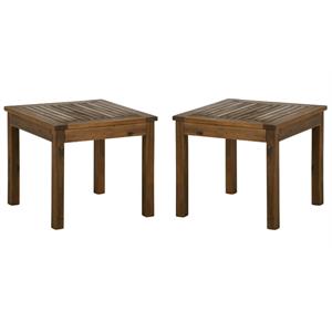 Home Square Wood Patio Simple Side Table in Dark Brown - Set of 2