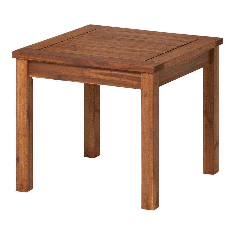 Home Square Wood Patio Simple Side Table in Brown - Set of 2