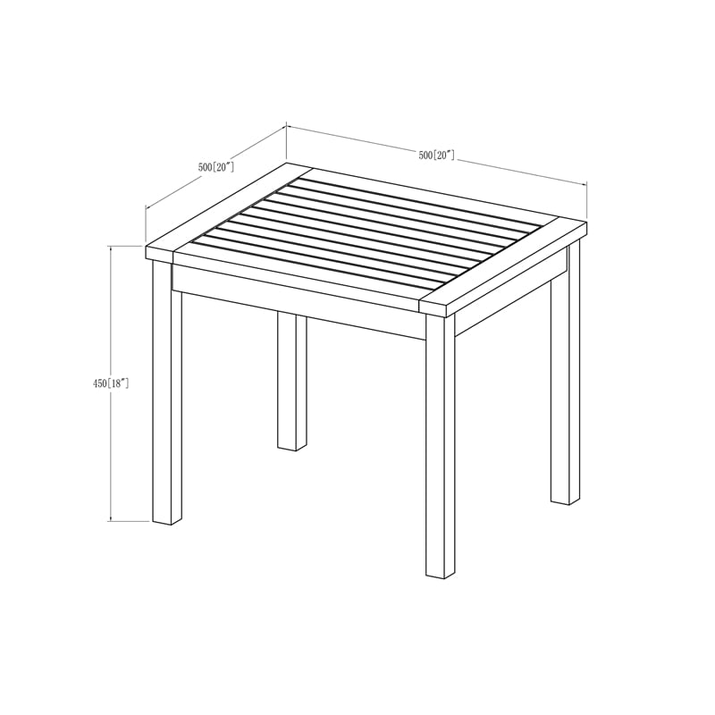 Home Square Wood Patio Simple Side Table in Brown - Set of 2