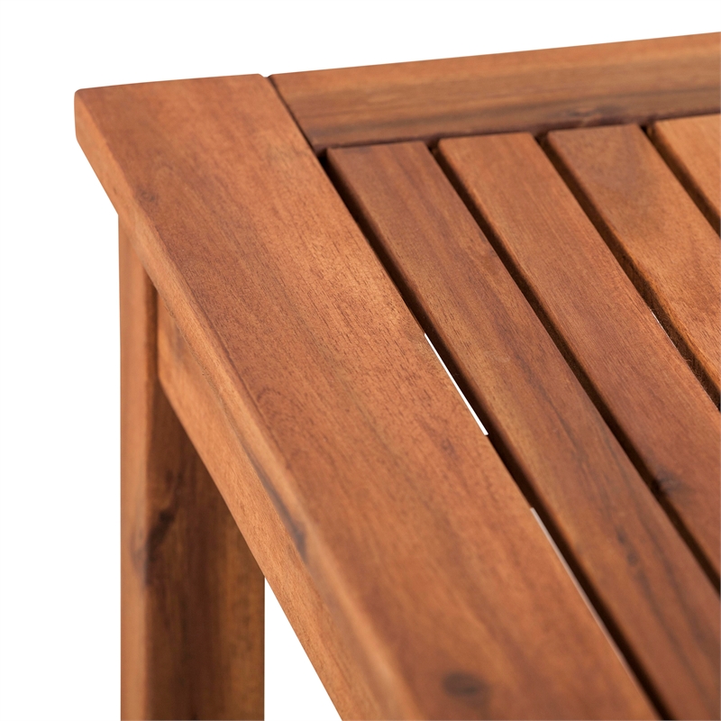 Home Square Wood Patio Simple Side Table in Brown - Set of 2