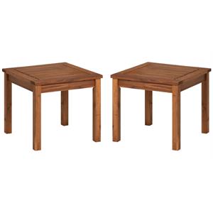 Home Square Wood Patio Simple Side Table in Brown - Set of 2