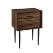 Home Square Wood Modern End Table with Metal Handles in Dark Walnut - Set of 2