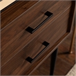Home Square Wood Modern End Table with Metal Handles in Dark Walnut - Set of 2