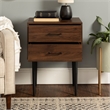 Home Square Wood Modern End Table with Metal Handles in Dark Walnut - Set of 2