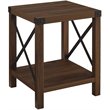 Home Square Metal X-Shaped Fram Rustic Wood End Table in Dark Walnut - Set of 2