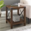 Home Square Metal X-Shaped Fram Rustic Wood End Table in Dark Walnut - Set of 2