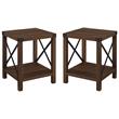 Home Square Metal X-Shaped Fram Rustic Wood End Table in Dark Walnut - Set of 2