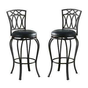 Home Square 29&quot Elegant X Back Metal Bar Stool in Black - Set of 2