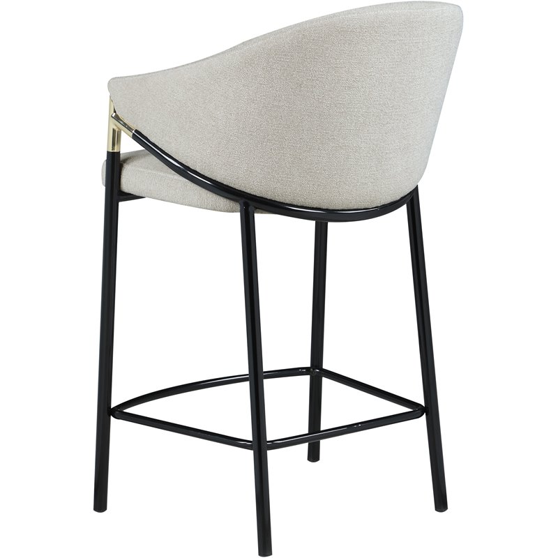 Home Square Sloped Arm Counter Height Stool in Beige and Glossy Black - Set of 2