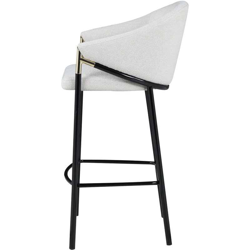 Home Square Sloped Arm Bar Stool in Beige and Glossy Black - Set of 2