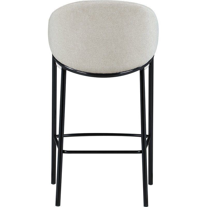 Home Square Sloped Arm Bar Stool in Beige and Glossy Black - Set of 2