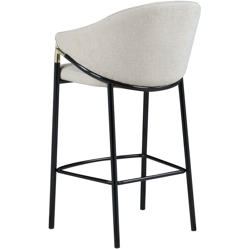 Home Square Sloped Arm Bar Stool in Beige and Glossy Black - Set of 2