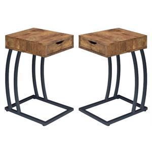 Home Square End Table with 2 Power Outlets and USB Ports - Set of 2